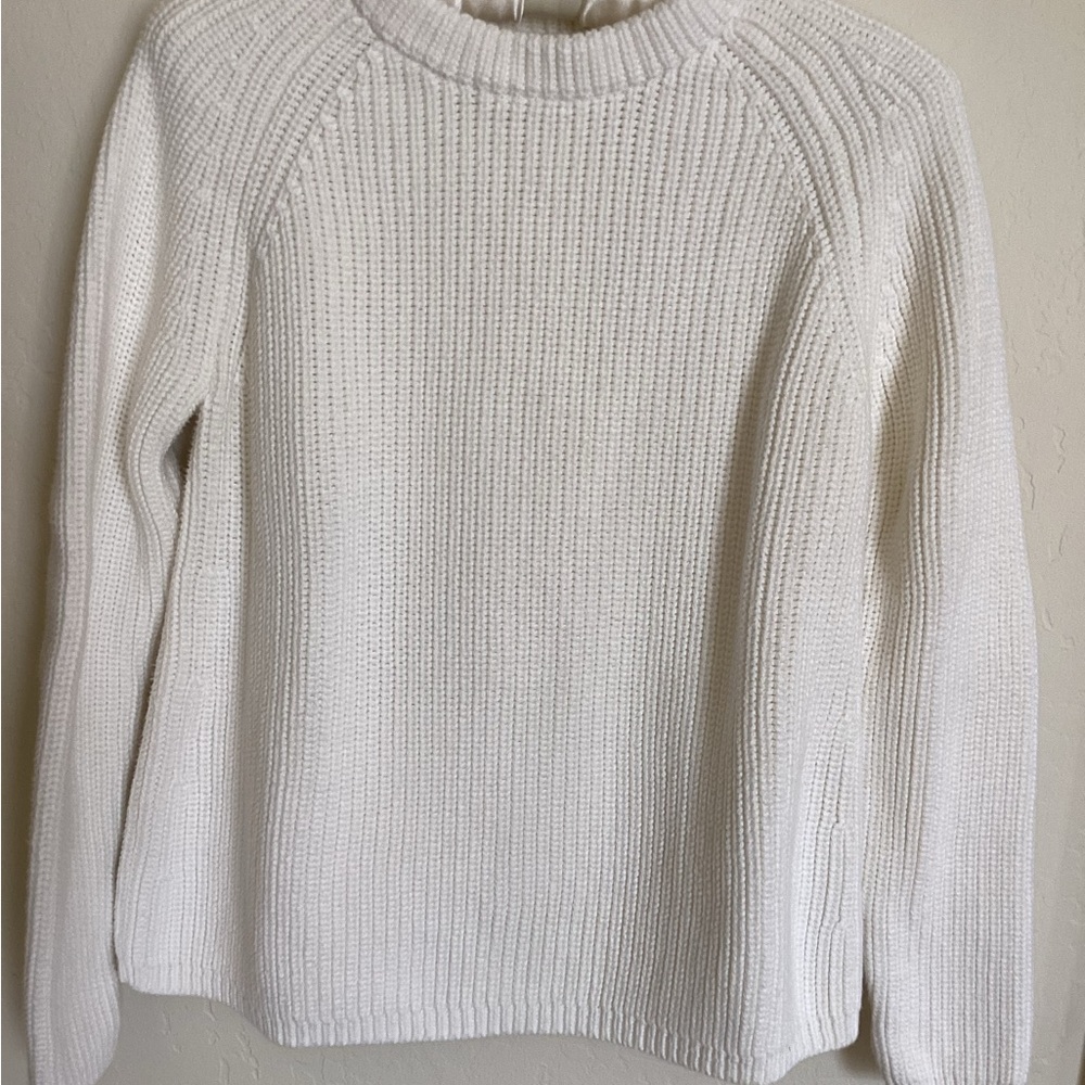 Quince Cream Ribbed Crewneck Sweater